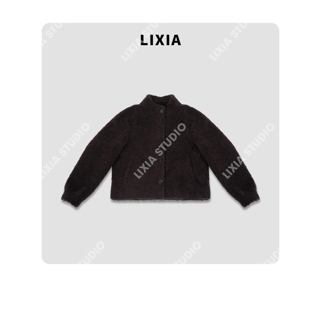 LIXIA【经典不过时】高级且具小众质感纯绵羊毛麂皮绒外套-D9869