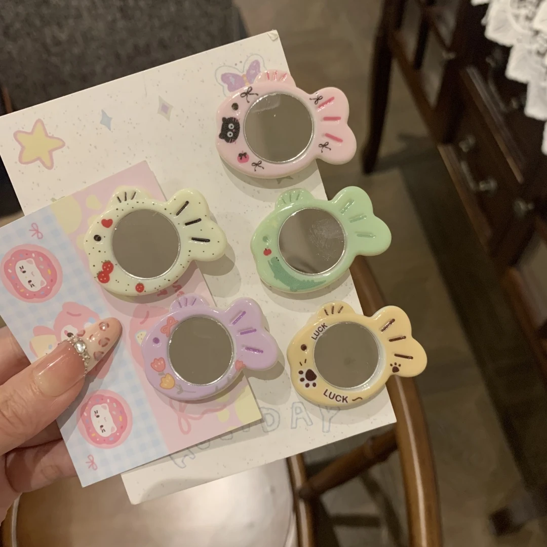 小鱼发夹边夹侧边可爱卡通迷你创意小镜子儿童刘海碎发小夹子发饰