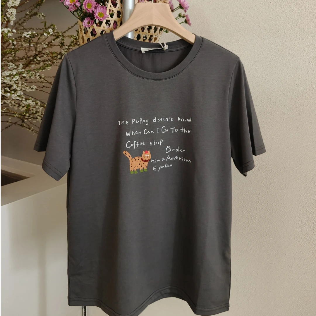 清仓No退No换 休闲简约时尚原创设计小猫咪T舒适百搭T恤