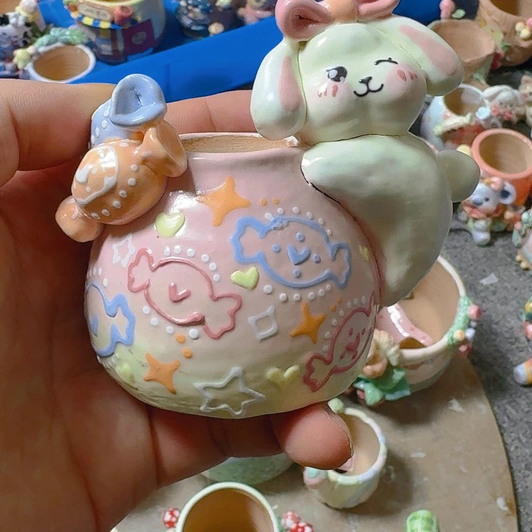 老梧家的手工陶瓷多肉花盆