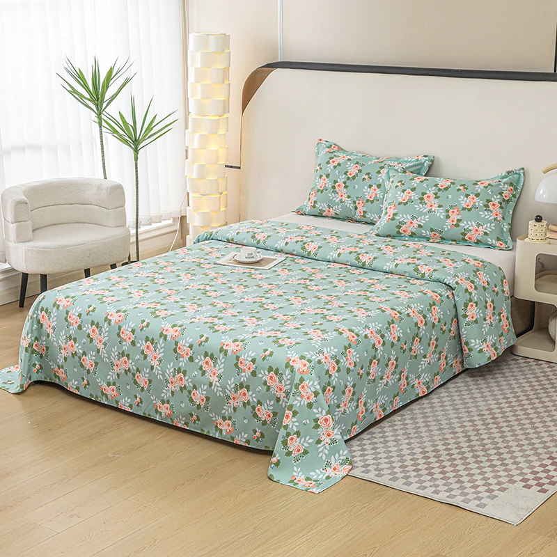 新款床单单件双层纱四季款合适1.5米1.8米2米床斜纹棉磨毛可裸睡