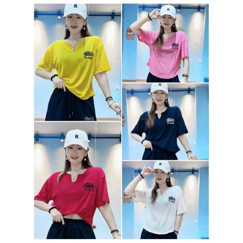 DD3877#新品夏季刺绣冰咝竹节纤维ins宽松韩版T恤半袖ol短款显瘦