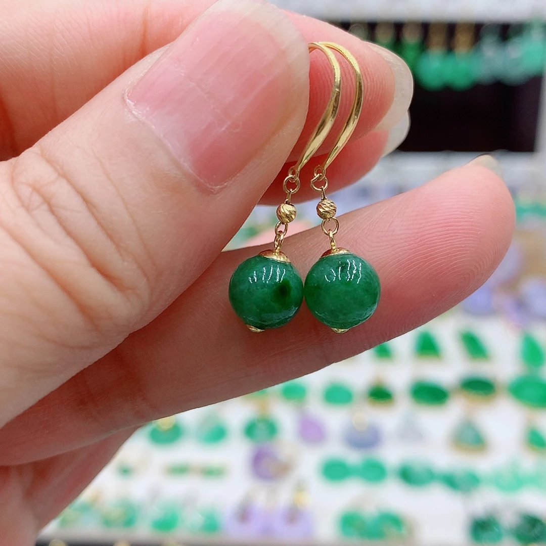 翡翠18K金镶嵌耳饰
