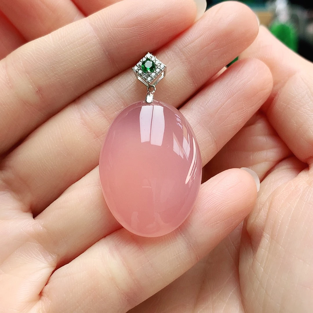 玛瑙/玉髓银S925镶嵌吊坠