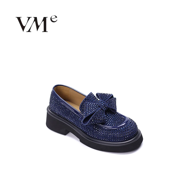 VME/舞魅开运穿搭时尚百搭圆头满钻英伦风休闲乐福鞋【VS23C6916】