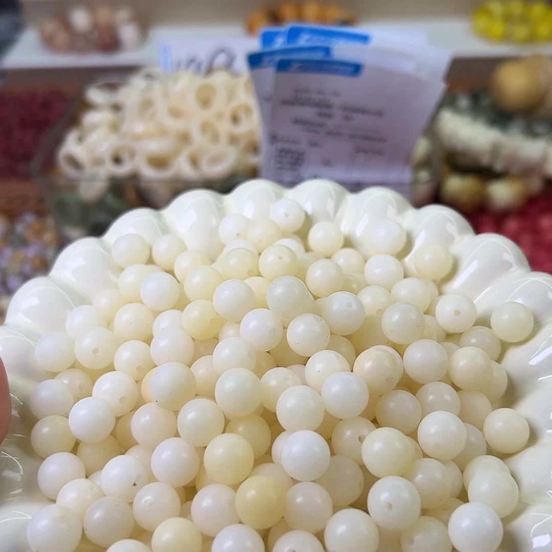 菩提根/象牙果手串微瑕10奶白圆200颗