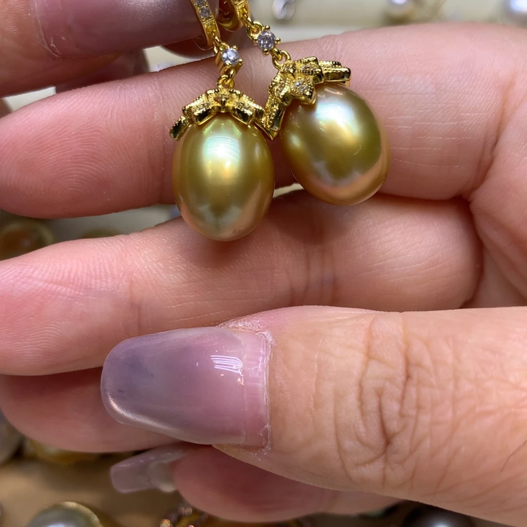 银S925镶嵌耳饰海水珍珠