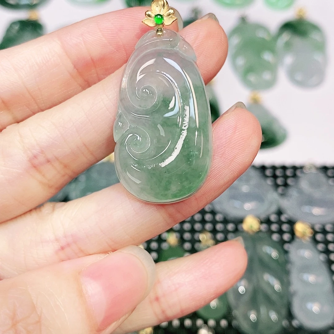 翡翠18K金镶嵌吊坠(不含链)