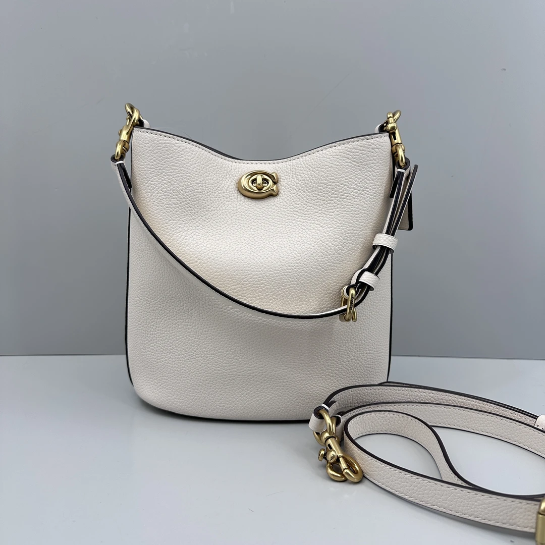 95新 COACH/蔻驰 willow19白色水桶19x21x12cmM091304