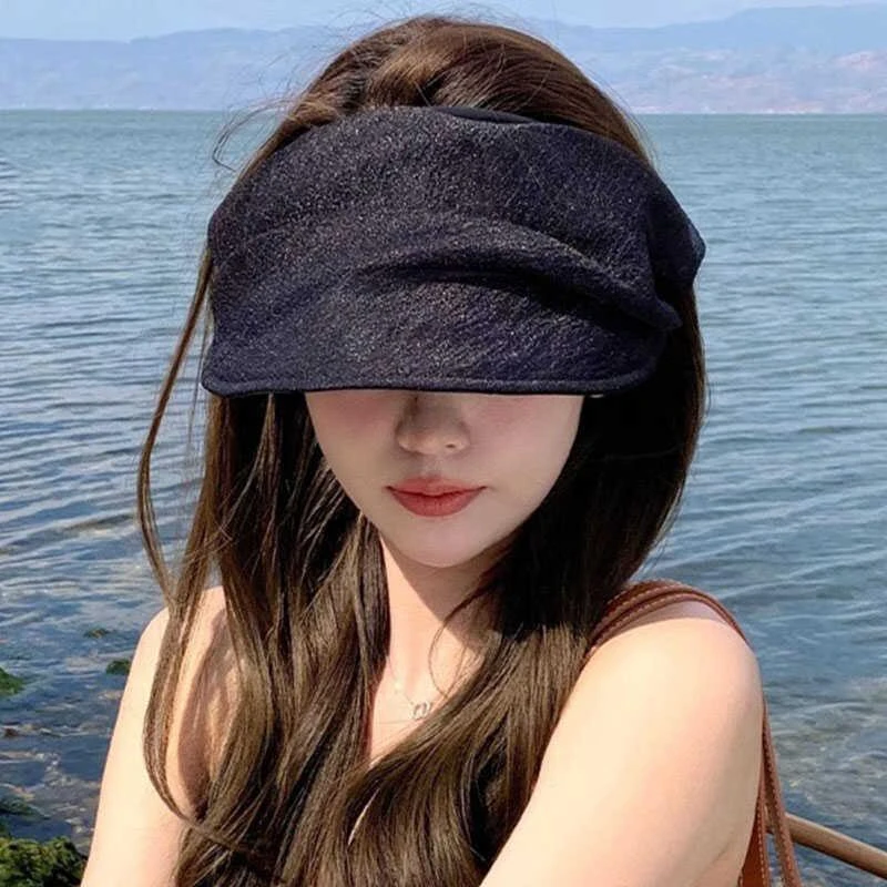 韩系帽子女夏季网纱防晒帽防紫外线遮阳帽显脸小百搭发箍空顶帽