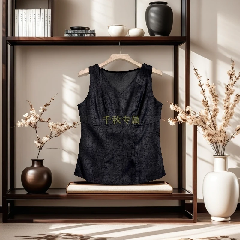 【千秋专属】220桑蚕丝吊带背心2024通勤百搭女士复古蕾丝设计师