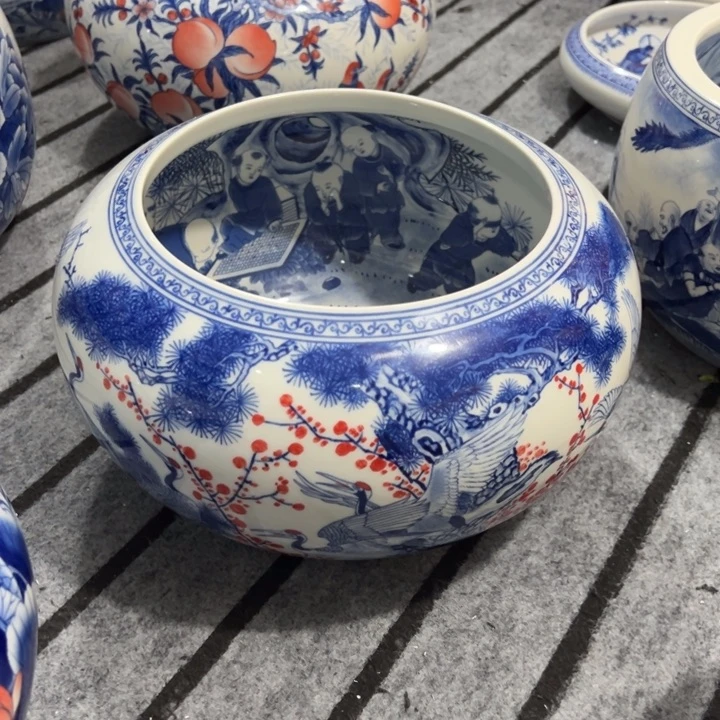 瓷片纪念瓷器松鹤延年聚宝盆大肚子