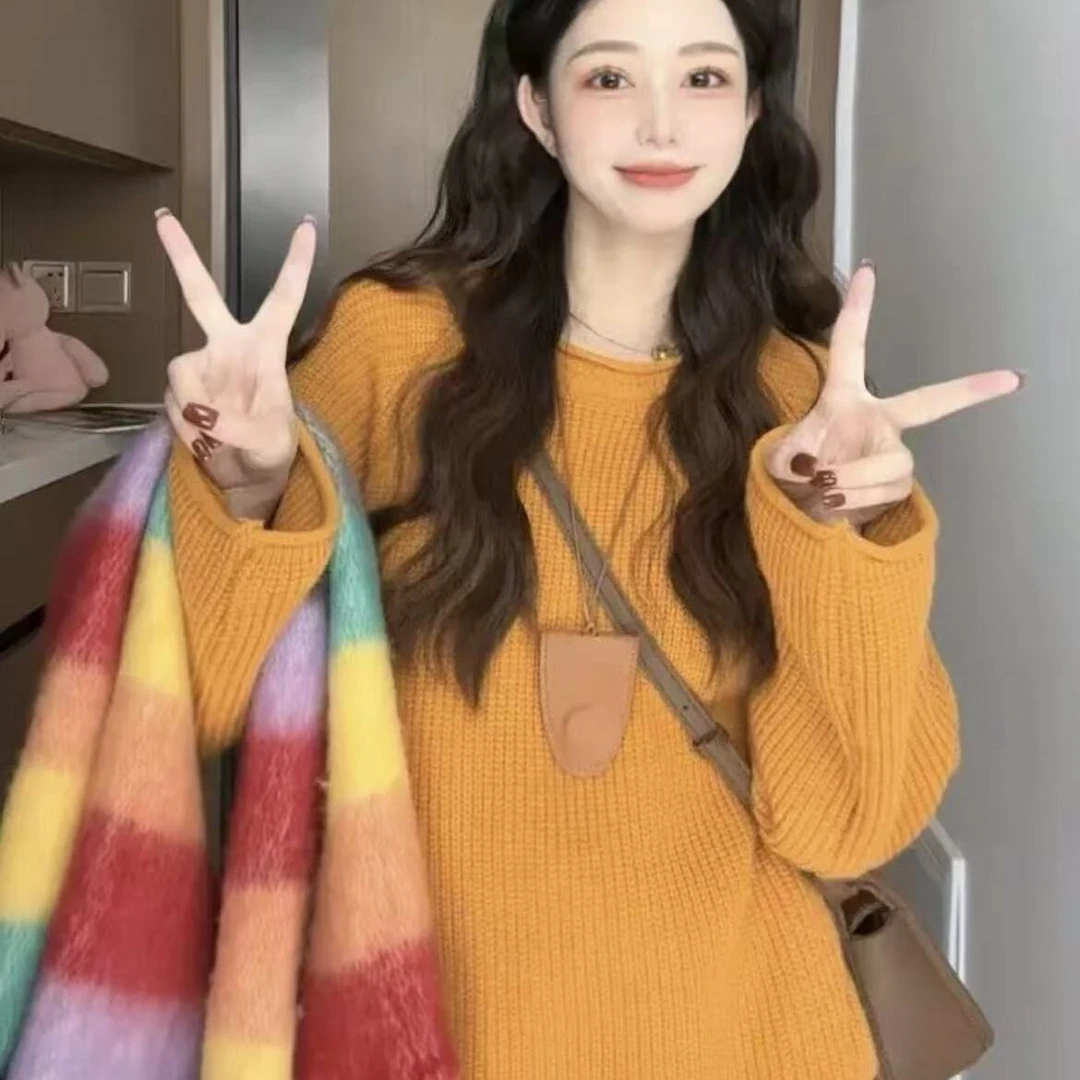 产后可穿小个子孕妇装2025秋冬新款纯色毛衣休闲宽松显瘦百搭上衣