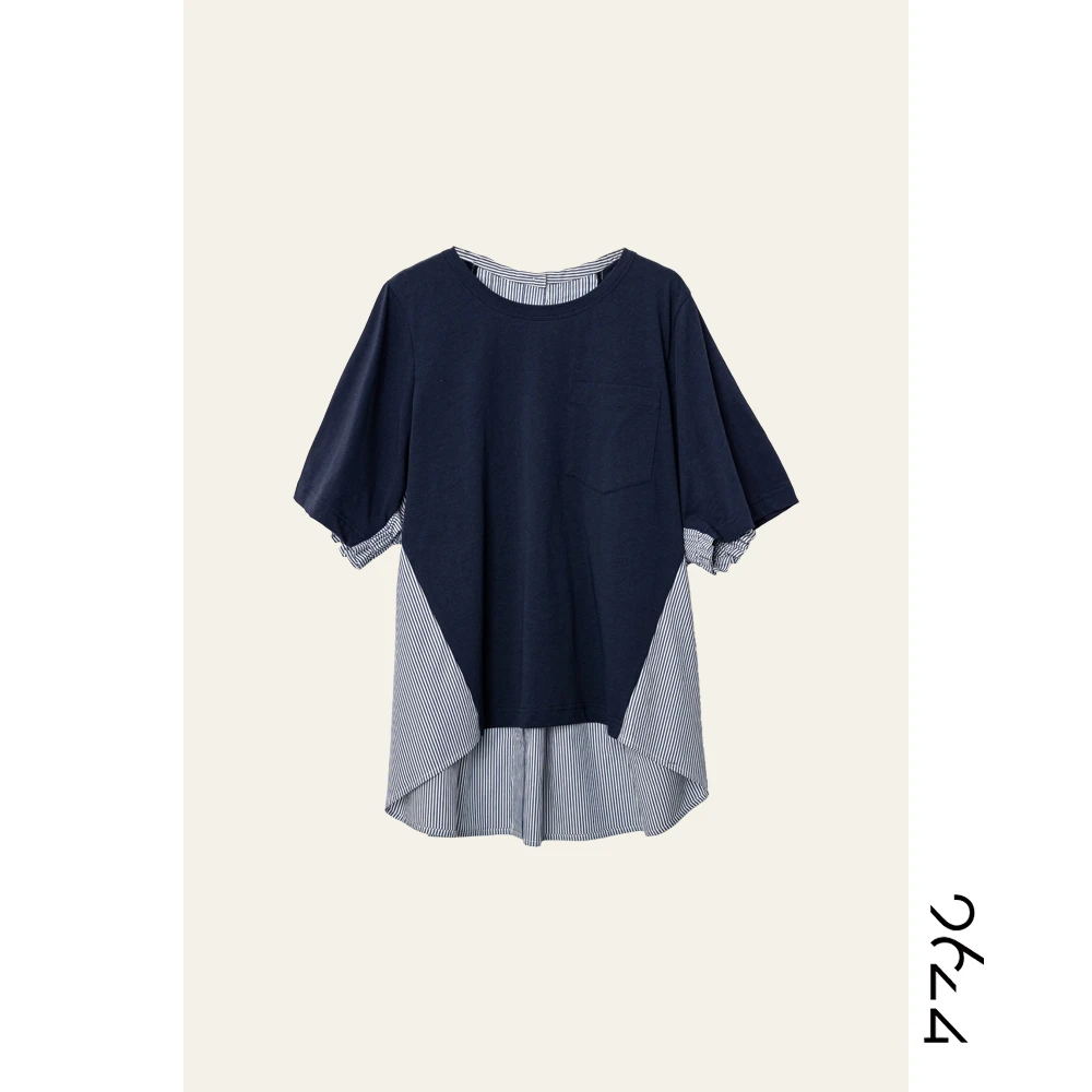 女装短袖拼接上衣91159