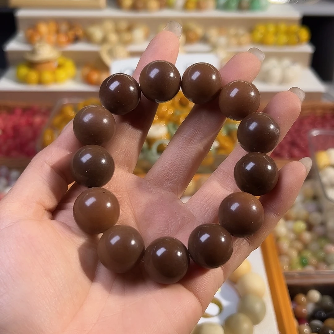 菩提根/象牙果手串微瑕18老料咖圆1条2