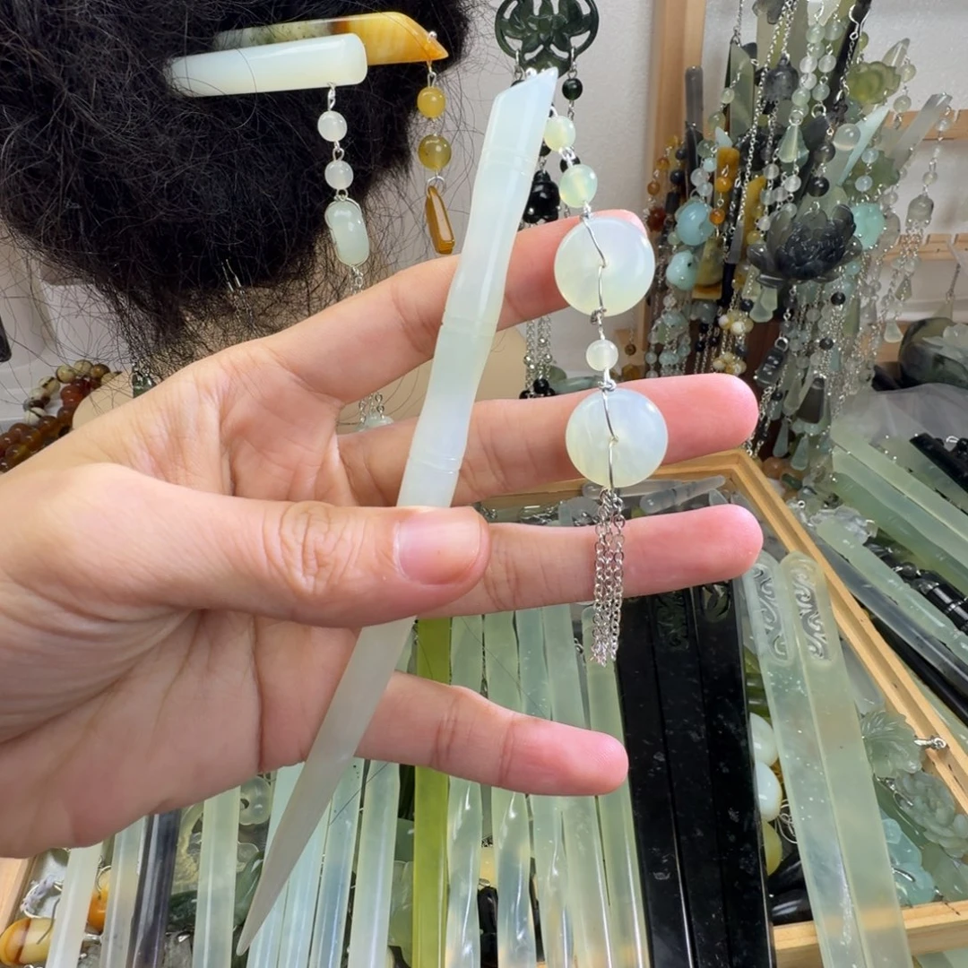 蛇纹石玉合金发饰