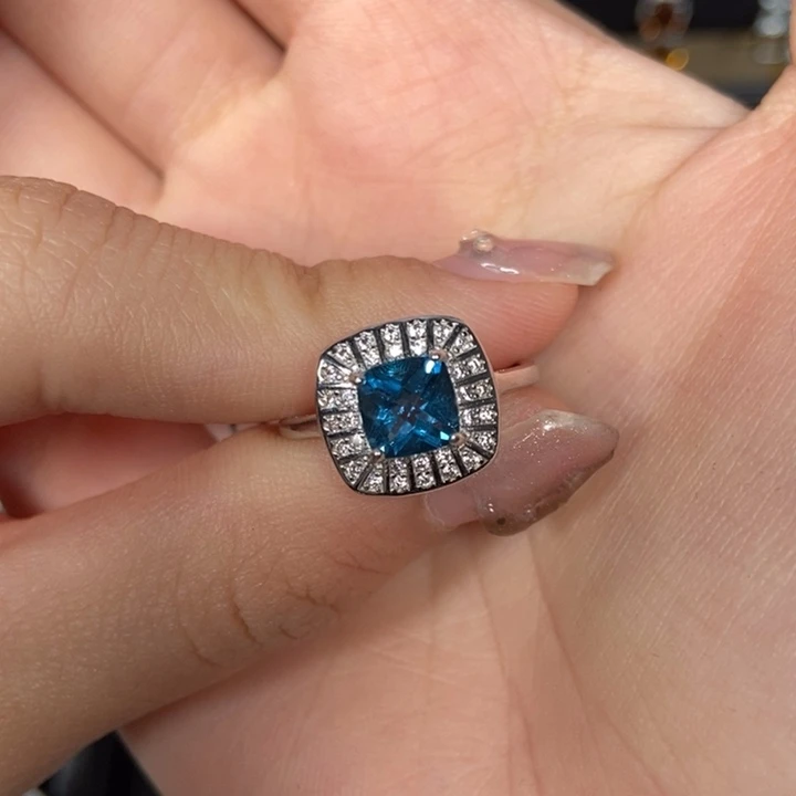 托帕石戒指银S925镶嵌