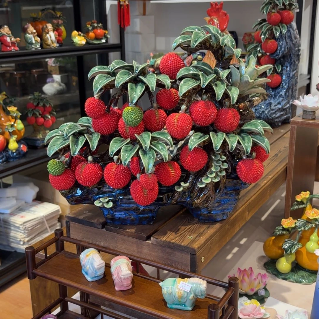 陶瓷船荔枝摆件陶瓷