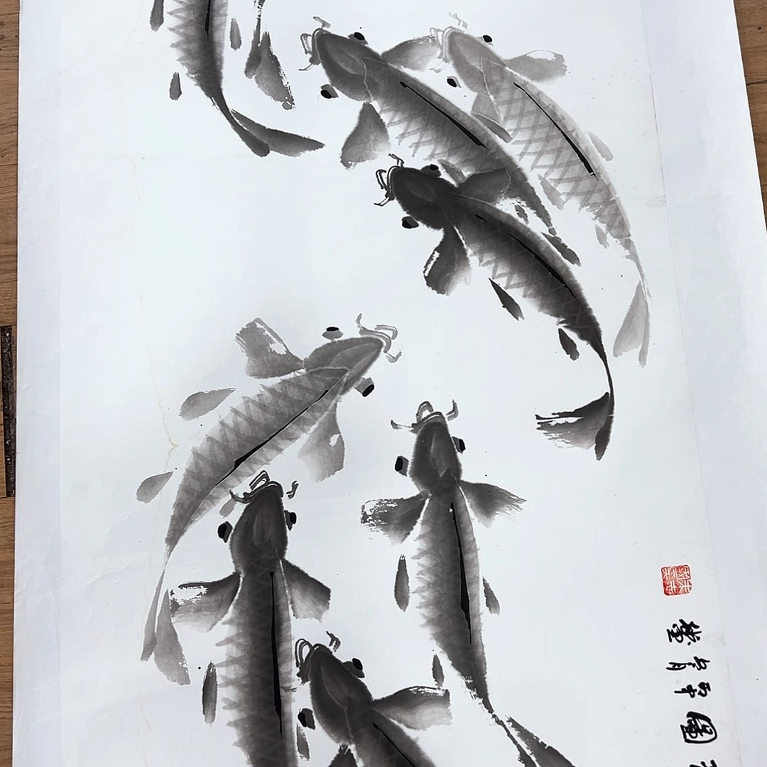 国画知鱼之乐纯手绘