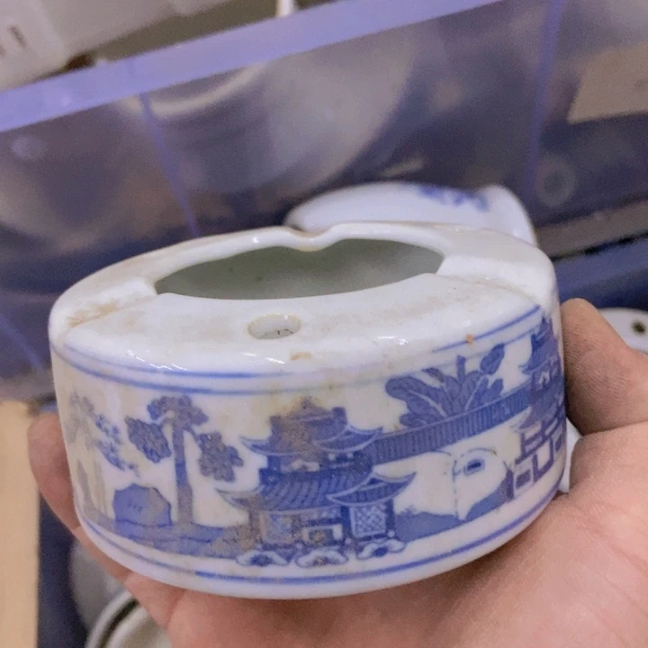 陶景德镇青花梧桐烟灰罐