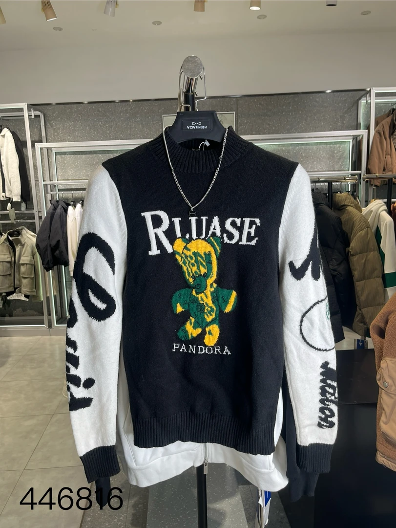 秋冬打底针织衫针织提花加厚圆领轻奢男款毛衣套头46816