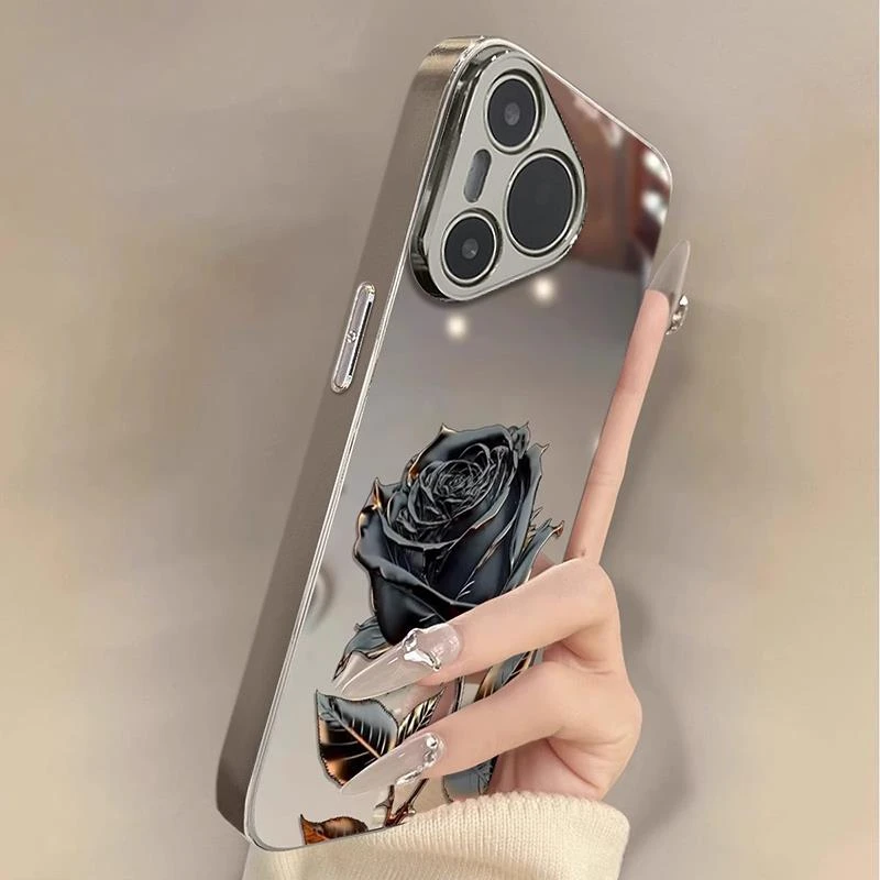 适用黑金玫瑰个性华为pura70ultra高级感复古mate70pro轻奢手机壳