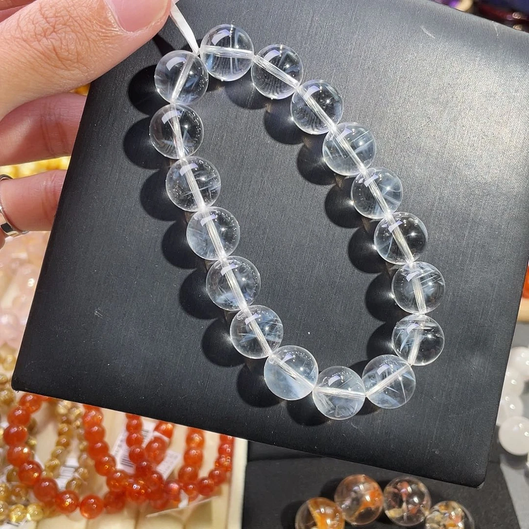 水晶手链未镶嵌蓝针白水晶12.5