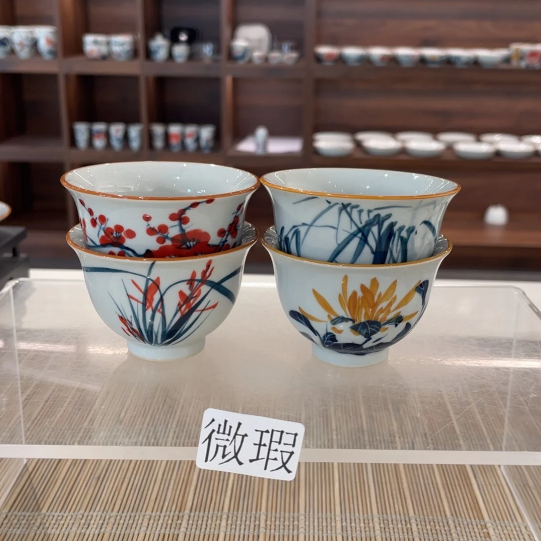 釉下手绘茶具微瑕