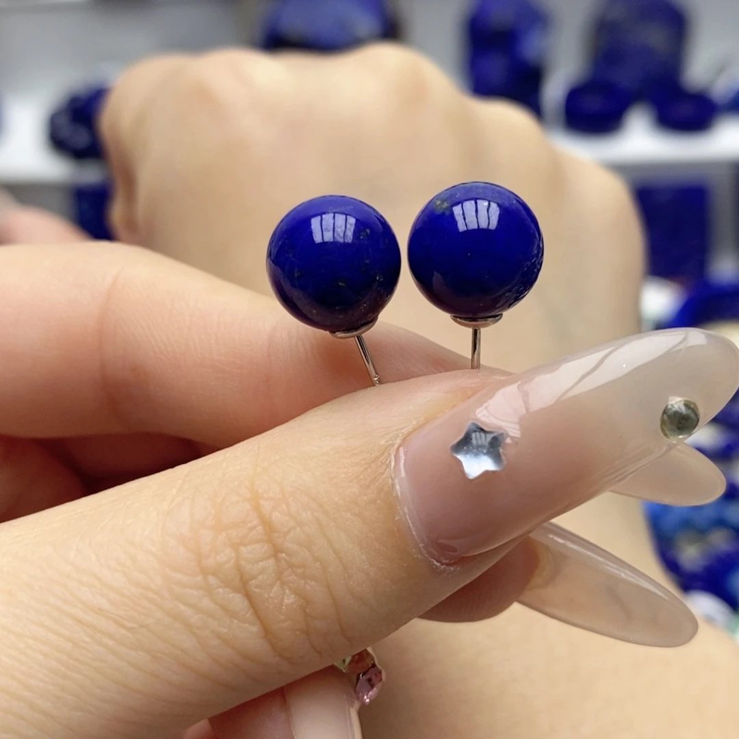 青金石未镶嵌耳饰10mm