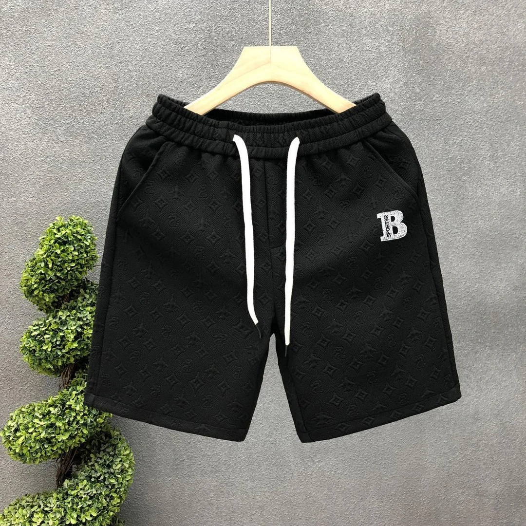 夏季百搭提花短裤男款潮牌运动透气休闲五分裤2025新款男士半截裤