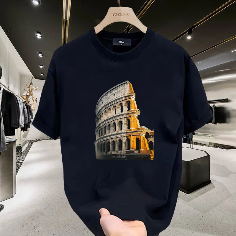 纯棉短袖时尚轻奢上衣大码潮流夏季休闲百搭宽松圆领透气男士T恤