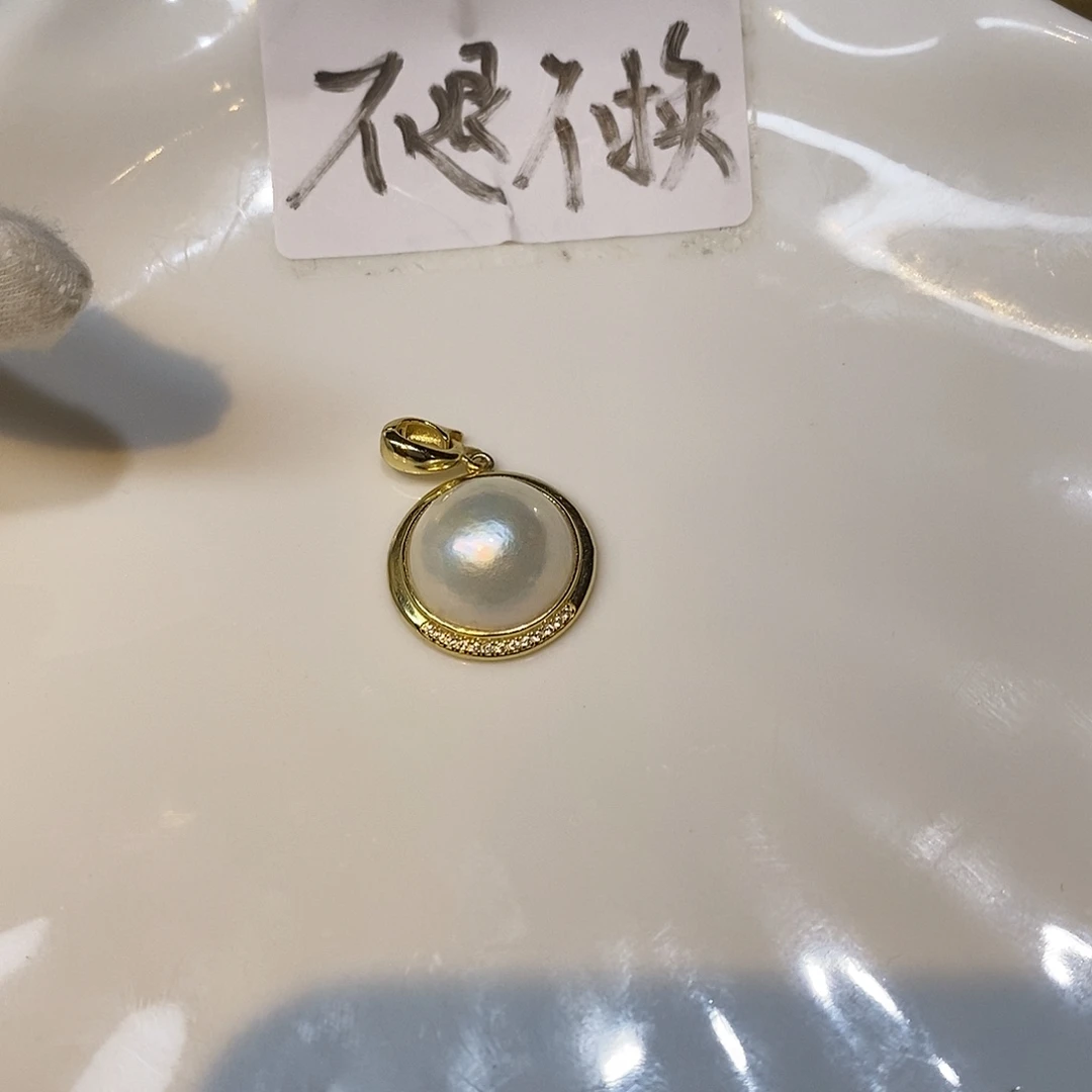 银S925镶嵌拼合珍珠（马贝珠）颈饰