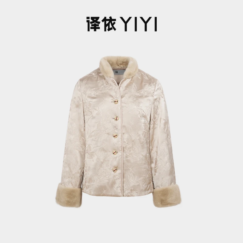 译依YIYI “梦华吟“水貂刺绣驼绒棉服