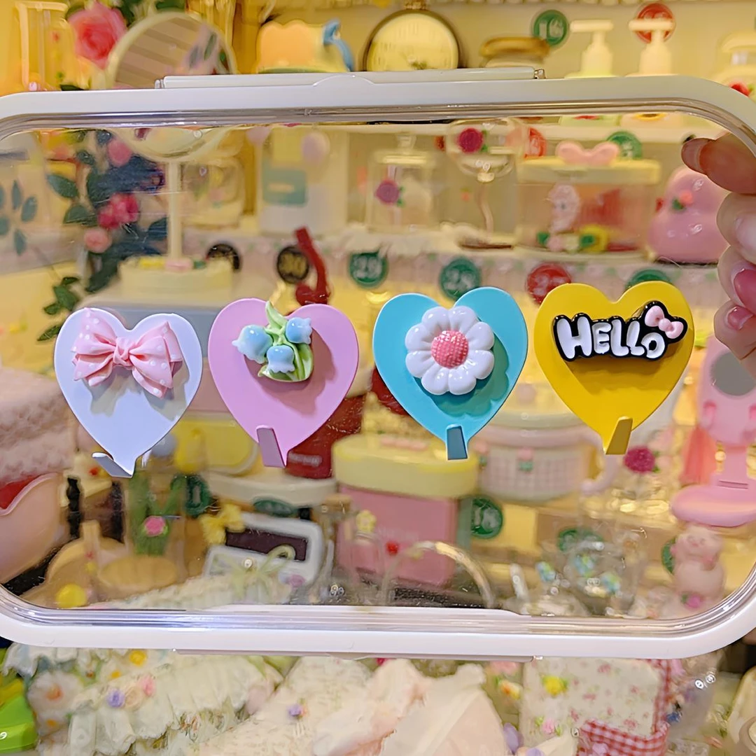 小秋姐-4个装爱心挂钩(免打孔不锈钢强力粘钩 承重5斤)