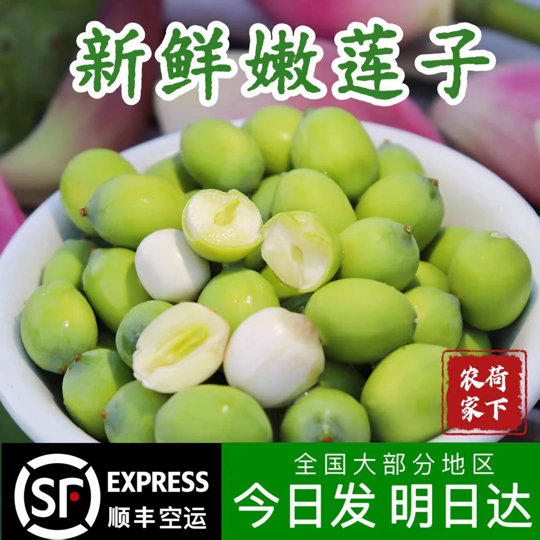 新鲜莲子米顺丰空运农家自种现剥嫩莲蓬带绿壳孕妇生吃水果莲子米