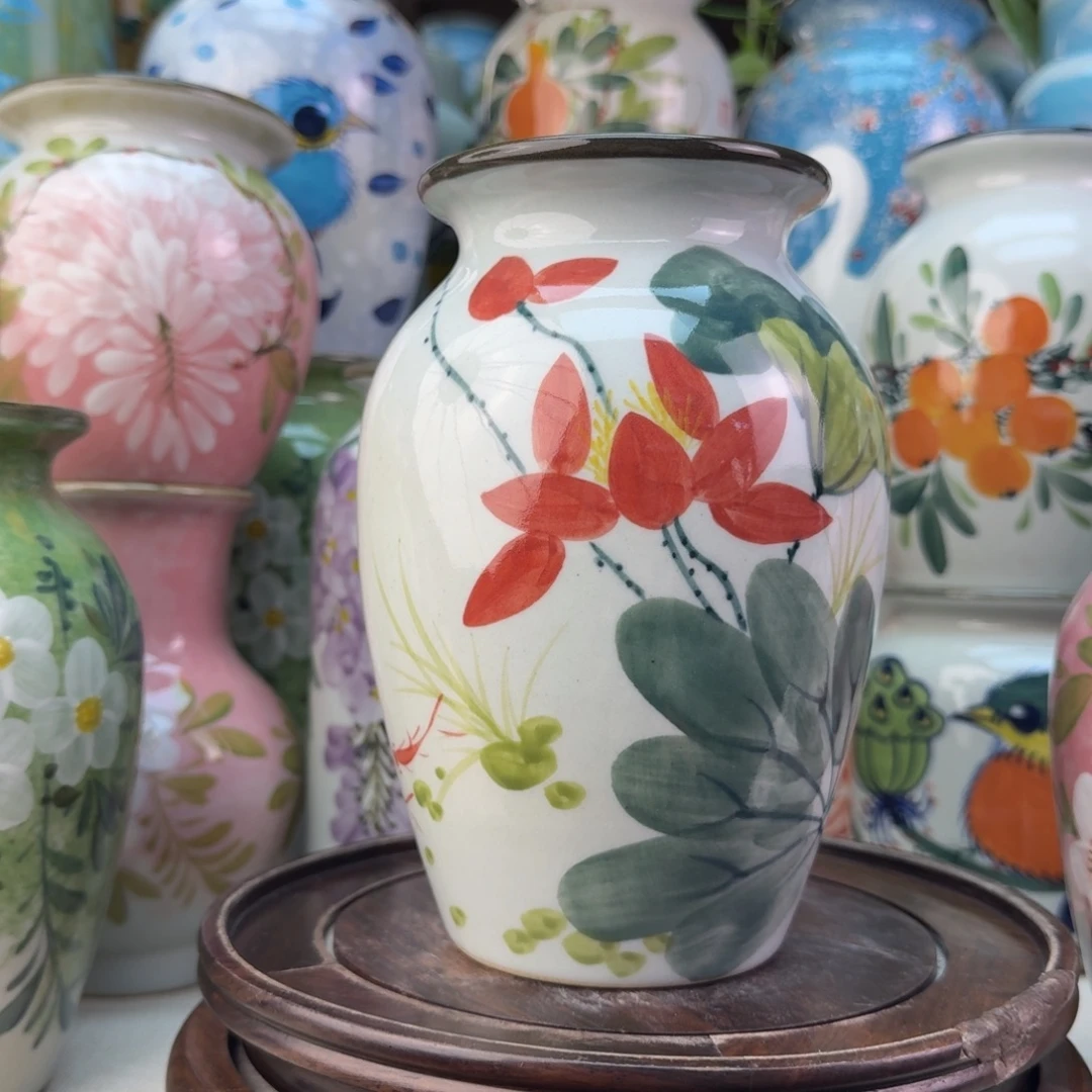 景德镇陶瓷手绘花瓶无孔