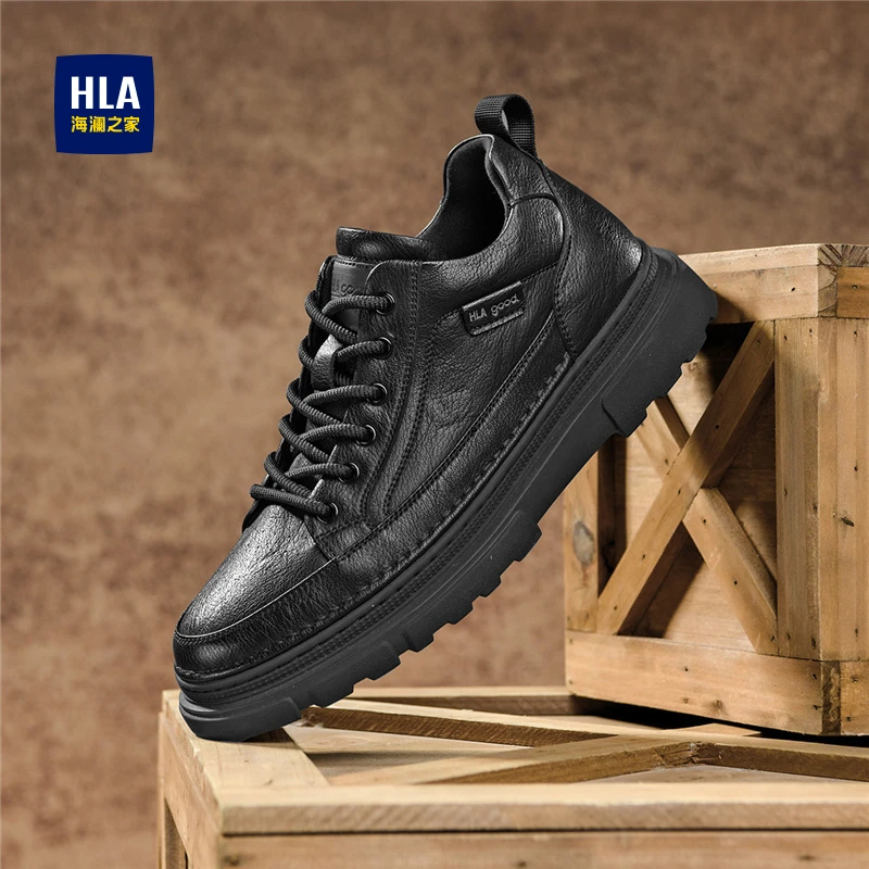 HLA/海澜之家男款英伦风高级感厚底增高防滑防水工装鞋夏秋季男鞋