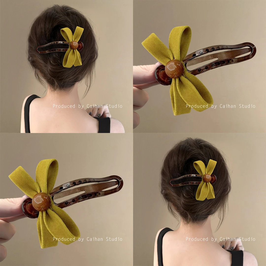 韩系蝴蝶结抓夹女2025新款高级感后脑勺盘发鲨鱼夹子头饰发卡发饰