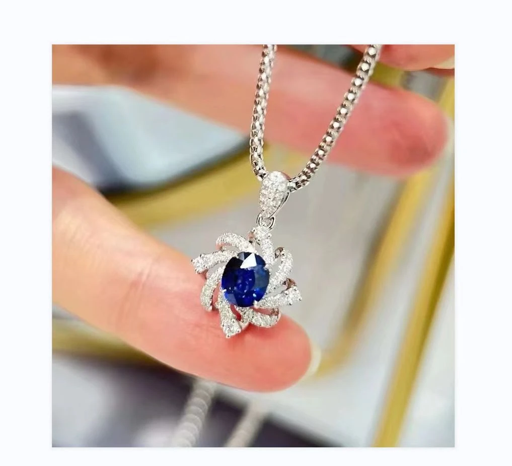 【水贝金座】皇家蓝蓝宝石高品订制款18k白金吊坠