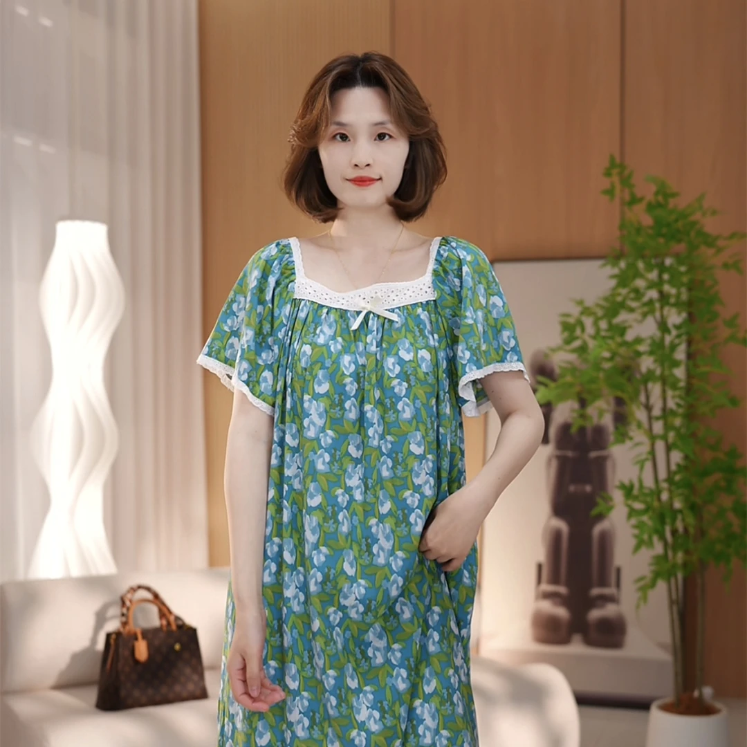 【带胸垫】【韩系睡裙～精梳棉绸】新品宽松家居睡裙可外穿