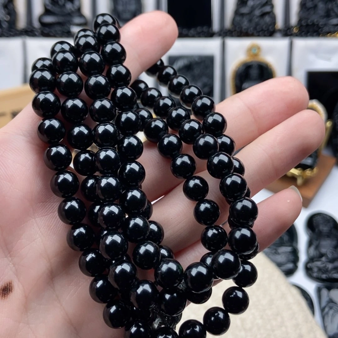 未镶嵌手链翡翠年****呆缅甸墨翠108颗