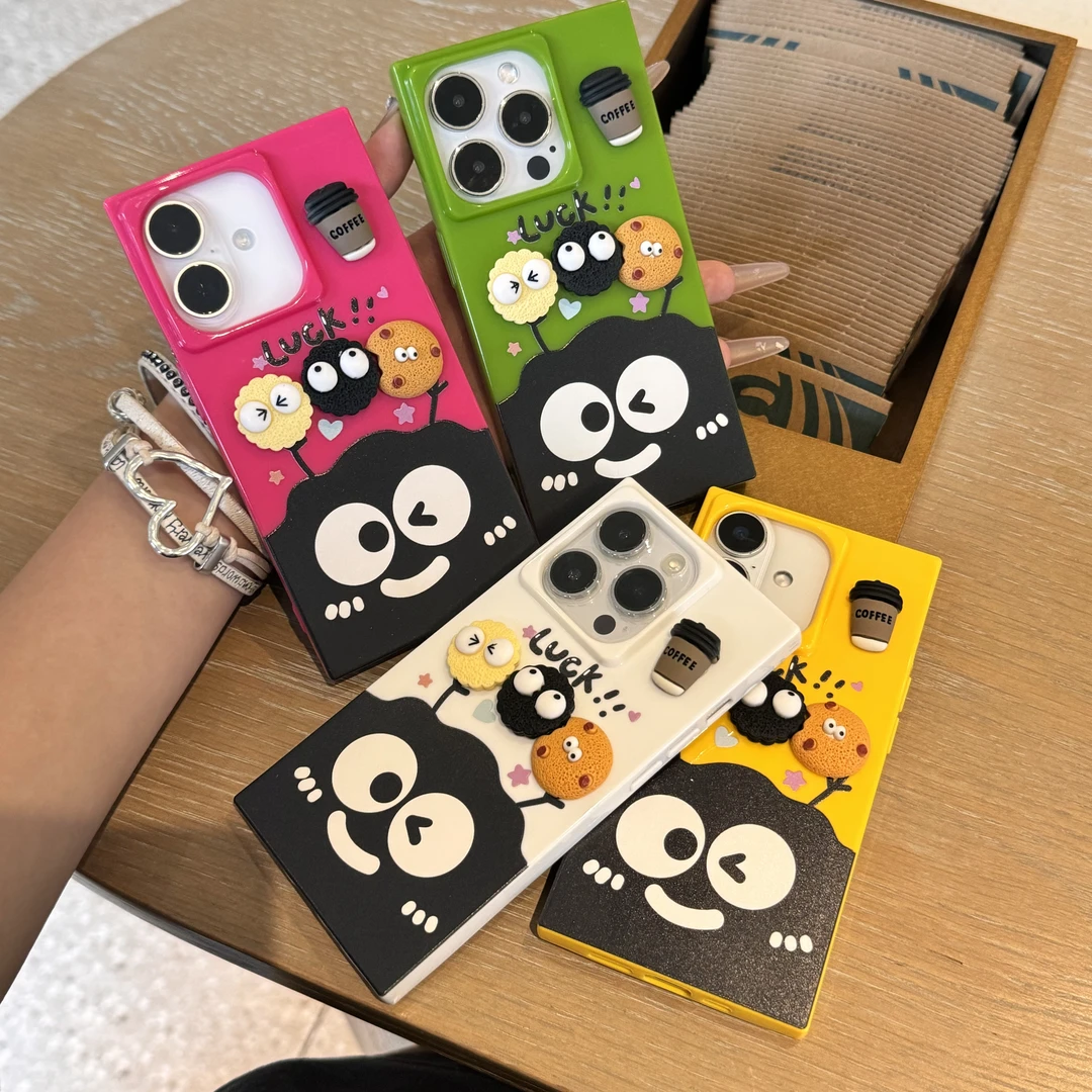 多巴胺煤球适用苹果16pro/15promaxiPhone14冰晶方块手机壳13/12