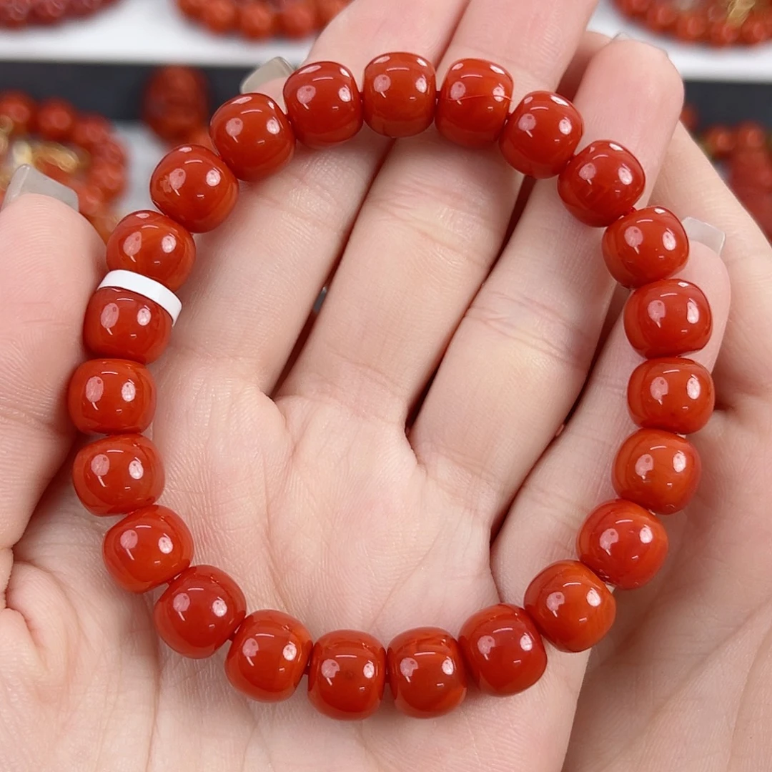 南红玛瑙未镶嵌瓦西锦红满肉9mm老型手串