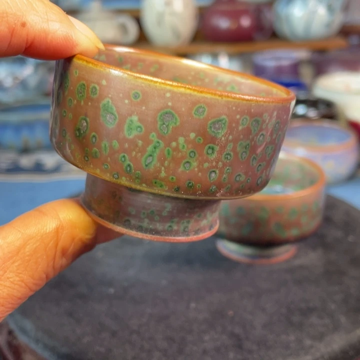 摆件钧瓷碳烧高足杯