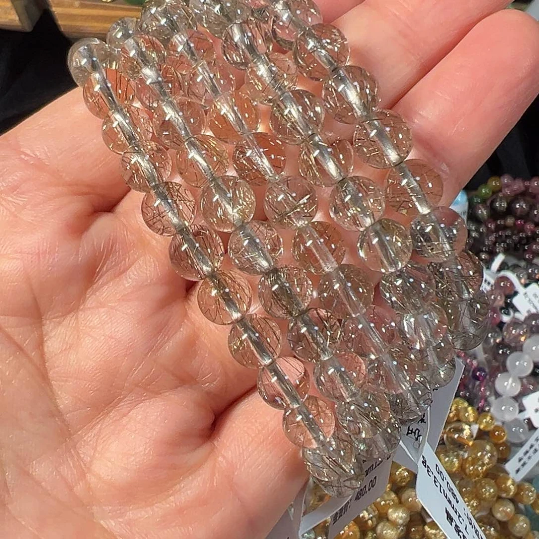 水晶手链未镶嵌巴西银发晶7mm透体单圈手串