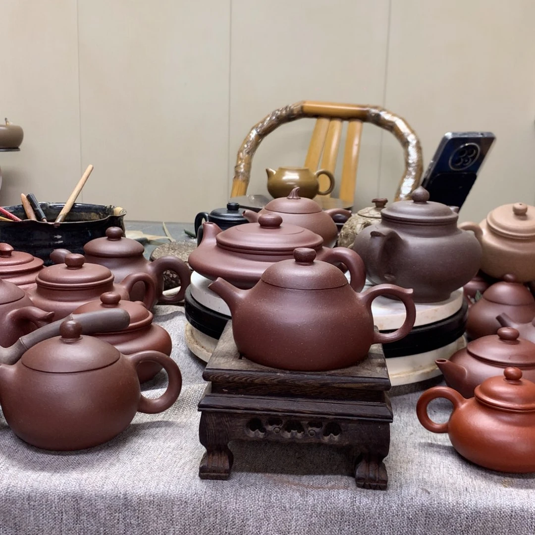紫泥茶壶饮月170 C半手工制作