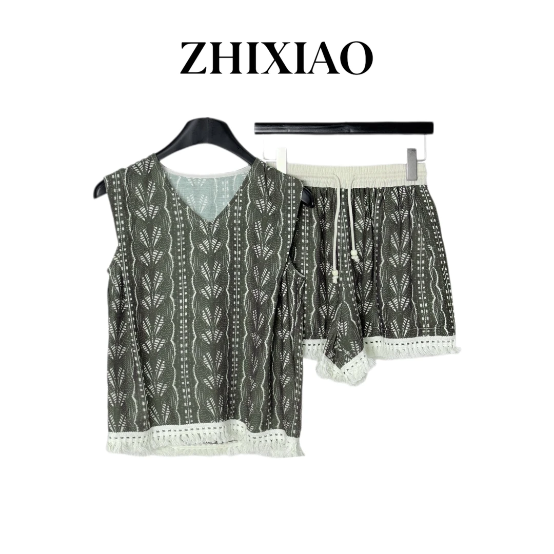 【ZHIXIAO】夏季新款：花色无袖套装039-4