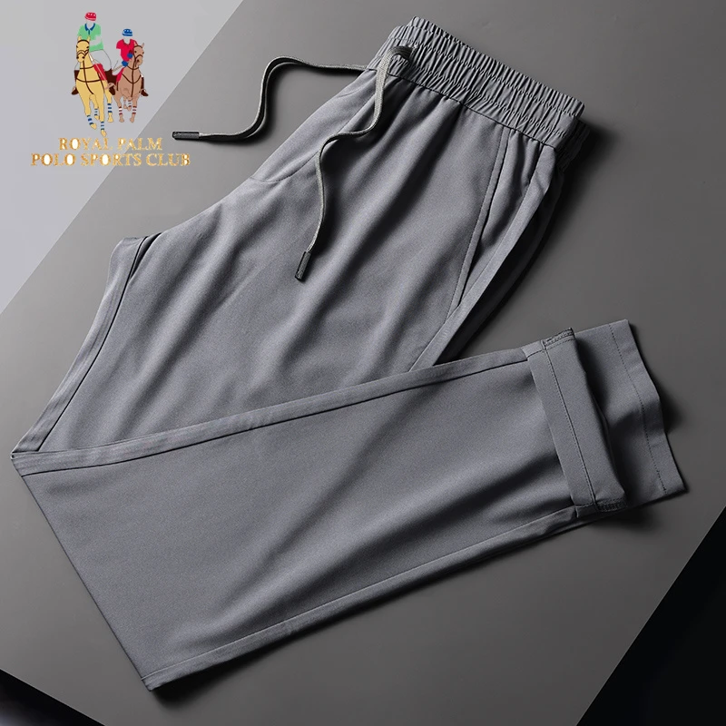 保罗男士新款松紧腰冰丝休闲裤男装纯色潮流四季流行2683