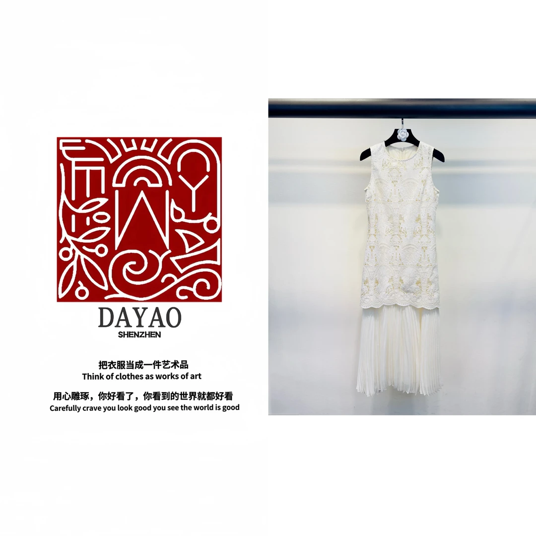 「DAYAO」25s法式蕾丝拼接连衣裙女超仙温柔气质背心长裙子WYS25273