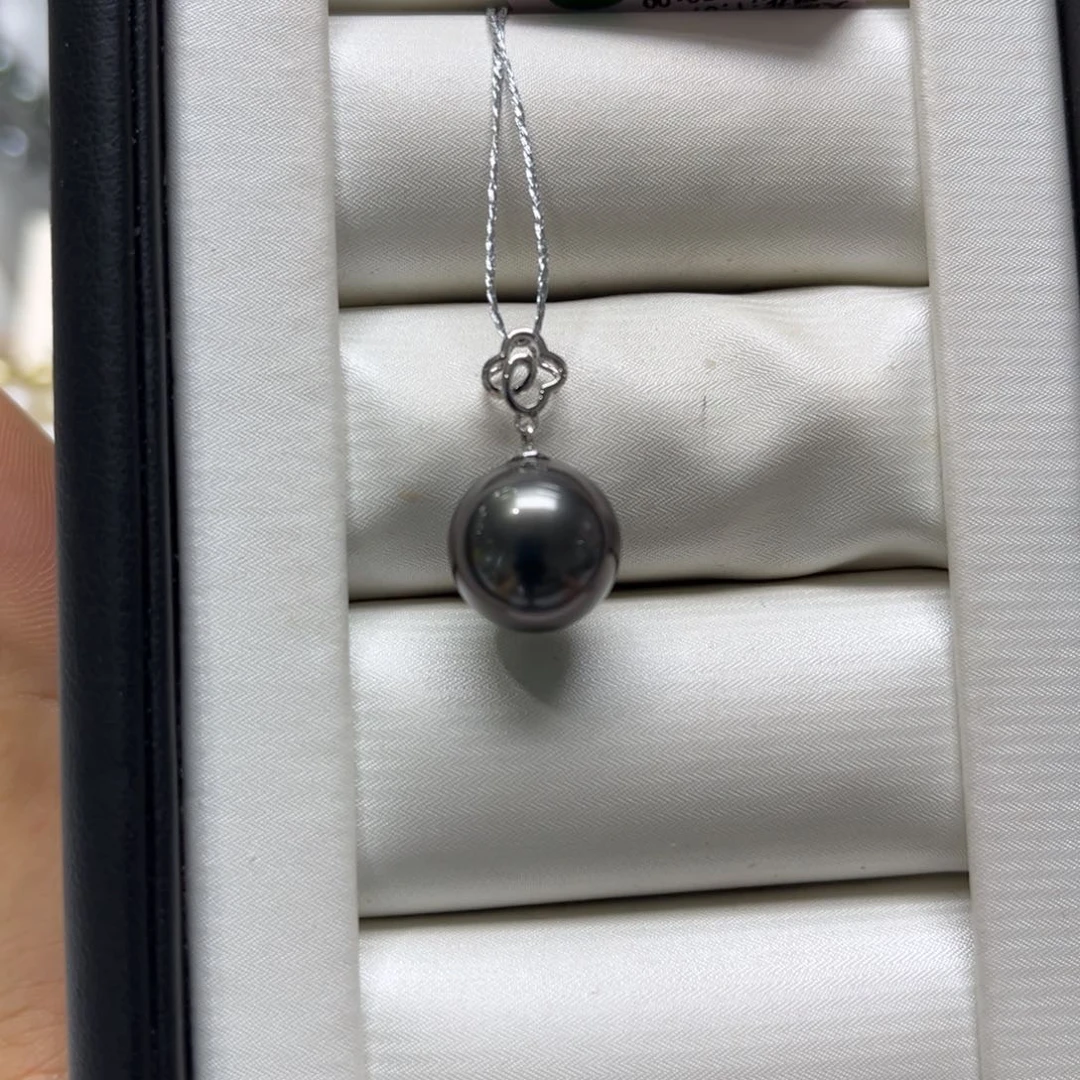 18K金镶嵌海水珍珠吊坠(不含链)11-12mm